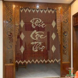 Rèm hạt gỗ phong thủy - Mẫu hoa sen